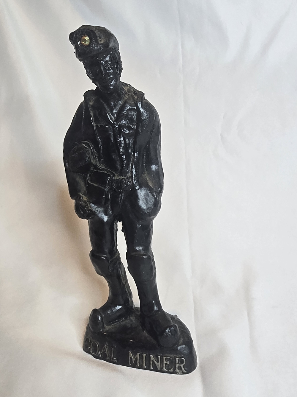 West Virginia Hand Carved Coal Miner Figure 8" with Gem Headlamp Americana